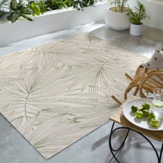 An Image of Tropical Leaves Indoor Outdoor Square Rug Green
