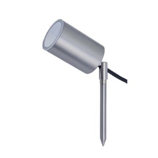 An Image of Lutec Rado Outdoor Ground Spike Light In Stainless Steel