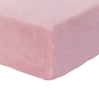 An Image of Argos Home Fleece Pale Pink Fitted Sheet - Superking