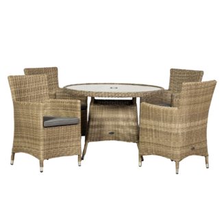 An Image of Wentworth 4 Seater Round Carver Dining Set Grey