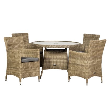 An Image of Wentworth 4 Seater Round Carver Dining Set Grey