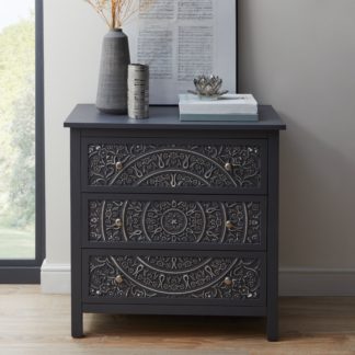 An Image of Samira Charcoal 3 Drawer Chest Charcoal