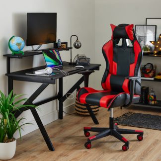 An Image of Taber Gaming Desk with Shelf Black