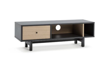 An Image of Habitat Jadon 1 Drawer TV Unit - Dark Grey & Oak