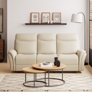 An Image of Monte Faux Leather Reclining 3 Seater Sofa Natural