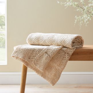 An Image of Crochet Cream Throw Cream