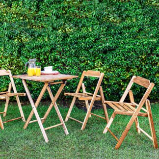 An Image of Beer 4 Seater Folding Bistro Set Natural