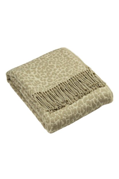 An Image of 'Mara' Leopard Print Fringed Throw