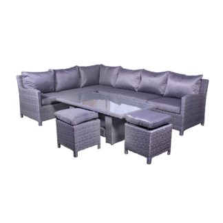 An Image of Paris 7 Seater Corner Adjustable Dining Set Grey