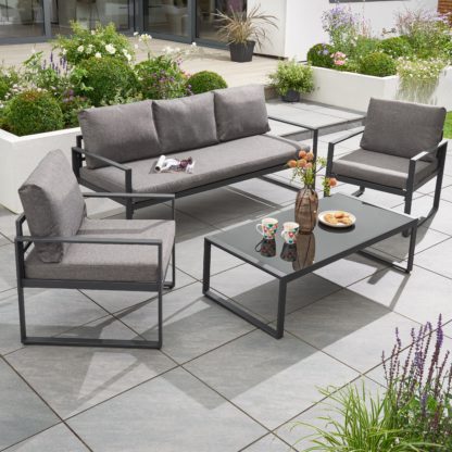 An Image of Elements Black 5 Seater Conversation Set Black