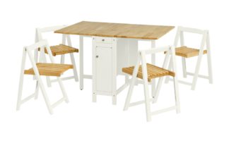 An Image of Julian Bowen Savoy Dining Table & 4 Chairs - White & Natural