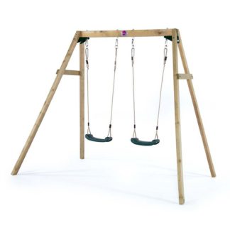An Image of Plum Wooden Double Swing Set