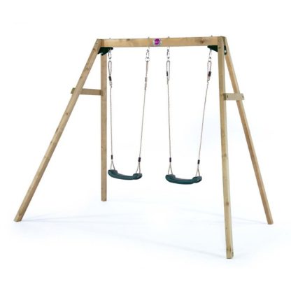 An Image of Plum Wooden Double Swing Set