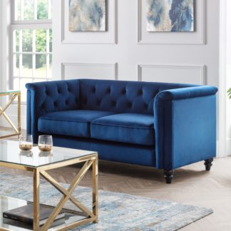 An Image of Sandringham Velvet 2 Seater Sofa Blue