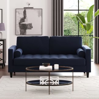 An Image of Zoe Luxe Navy Velvet 3 Seater Sofa Bed Navy Blue