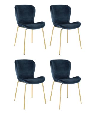 An Image of Habitat Etta Velvet Dining Chairs - Blue