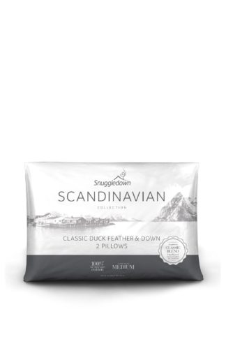 An Image of 2 Pack Scandinavian Duck Feather & Down Medium Support Pillows