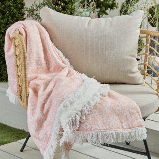 An Image of Pretty Boho Round Pink Sherpa Throw Pink