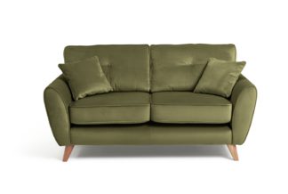An Image of Habitat Isla 2 Seater Velvet Sofa - Green