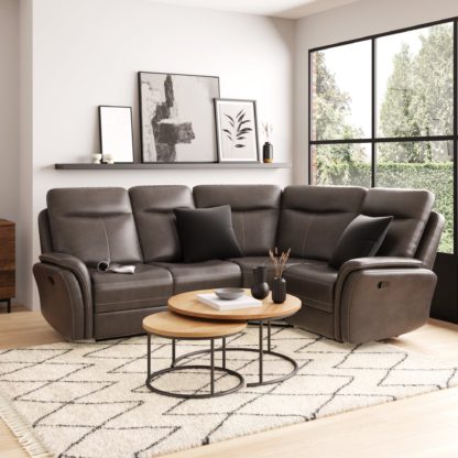 7c8992027e66e666c058e7cf701deb3d3cc61a9c654786e4f1722c44d11f9373.jpg An Image of Monte Faux Suede Reclining Corner Sofa Slate (Grey)