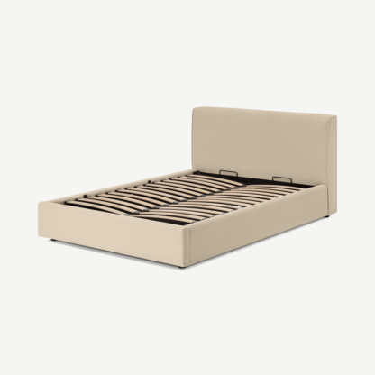 An Image of Bahra Super King Size Ottoman Storage Bed, Stone Micro Corduroy