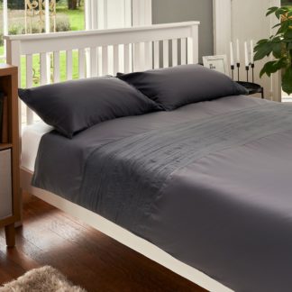 An Image of The Willow Manor Easy Care Percale Single Duvet Set Ruched Panel - Charcoal