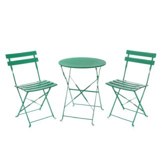 An Image of Lazio Metal Bistro Set - Green