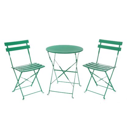 An Image of Lazio Metal Bistro Set - Green