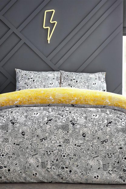 An Image of 'Doodles' Abstract Reversible Duvet Cover Set