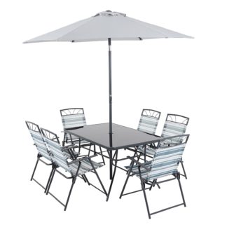 An Image of Wexfordly 6 Seater Metal Garden Furniture Dining Set