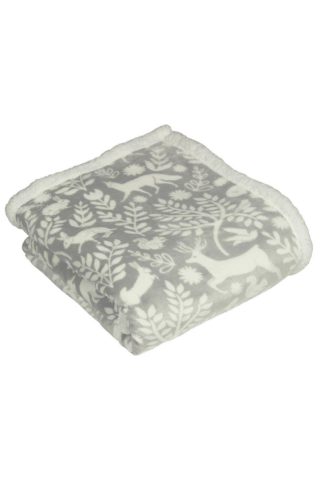 An Image of Scandi Woodland' Animal Fleece Throw