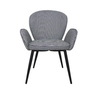 An Image of Arden Houndstooth Dining Chair Black and white
