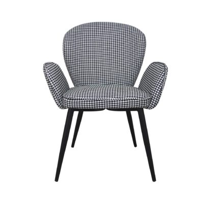 An Image of Arden Houndstooth Dining Chair Black and white