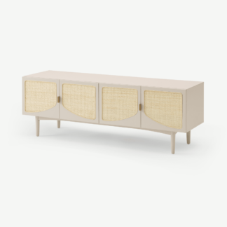 An Image of Emmi Wide Media Unit, Warm Ecru & Rattan