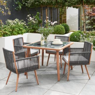 An Image of Elements Rope 4 Seater Dining Set Grey