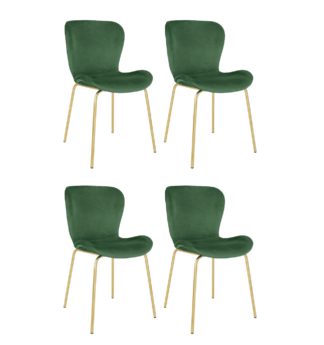 An Image of Habitat Etta Velvet Dining Chairs - Green