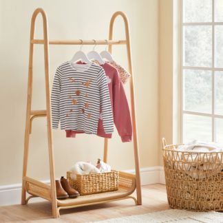 An Image of Kids Rattan Cane Clothes Rail Natural