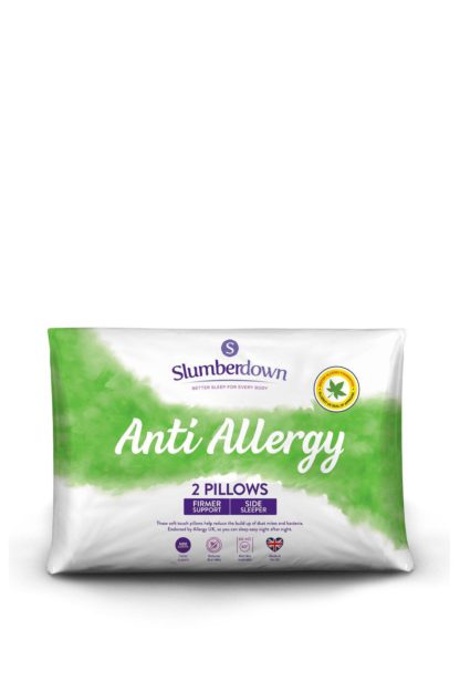 An Image of 2 Pack Anti Allergy Medium Support Pillows