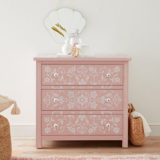 An Image of Mabel Blush Patterned 3 Drawer Chest Blush
