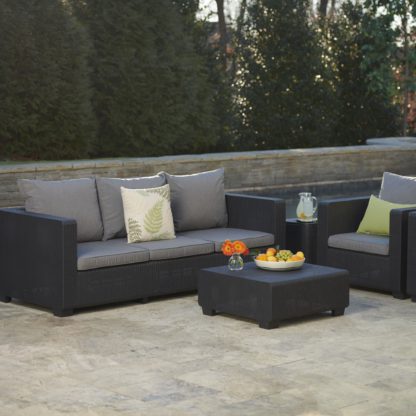 An Image of Salta 5 Seater Sofa Set Dark Grey