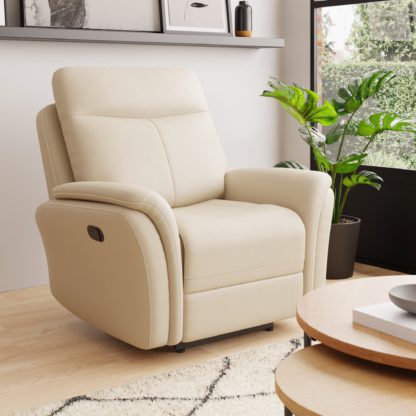 An Image of Monte Distressed Faux Leather Reclining Armchair Natural