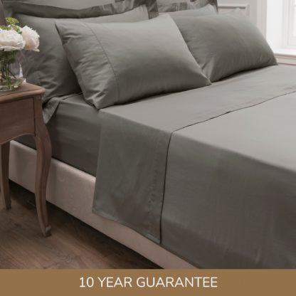 An Image of Dorma 300 Thread Count 100% Cotton Sateen Plain Flat Sheet Mink