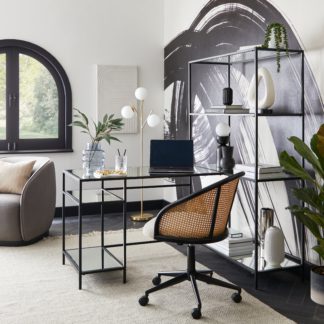 An Image of Claudia Black Mirrored Corner Ladder Desk Black