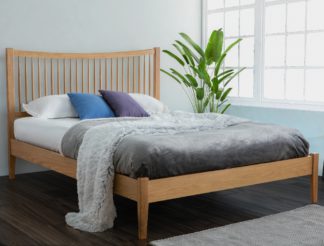 An Image of Berwick Oak Wooden Bed Frame Only - 4ft6 Double