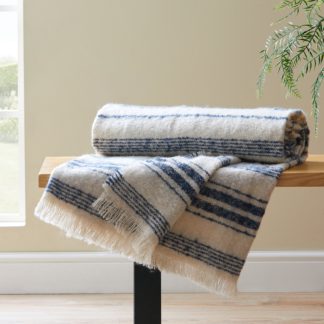 An Image of Churchgate Drayton Stripe Throw Folkstone Blue