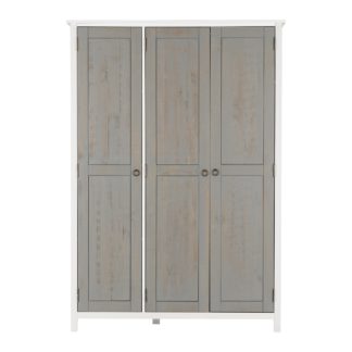 An Image of Vermount Triple Wardrobe White and Grey