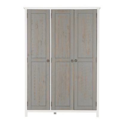 An Image of Vermount Triple Wardrobe White and Grey