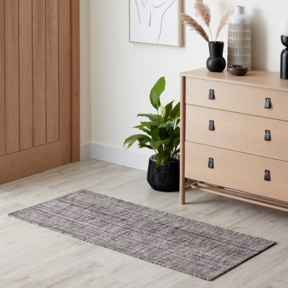 An Image of Adria Flat Weave Rug Grey Flat Weave