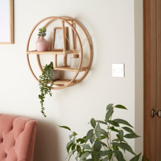 An Image of Round Cane Wall Shelf Natural