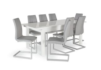 An Image of Argos Home Lyssa Extending XL Gloss Table & 8 Chairs - Grey